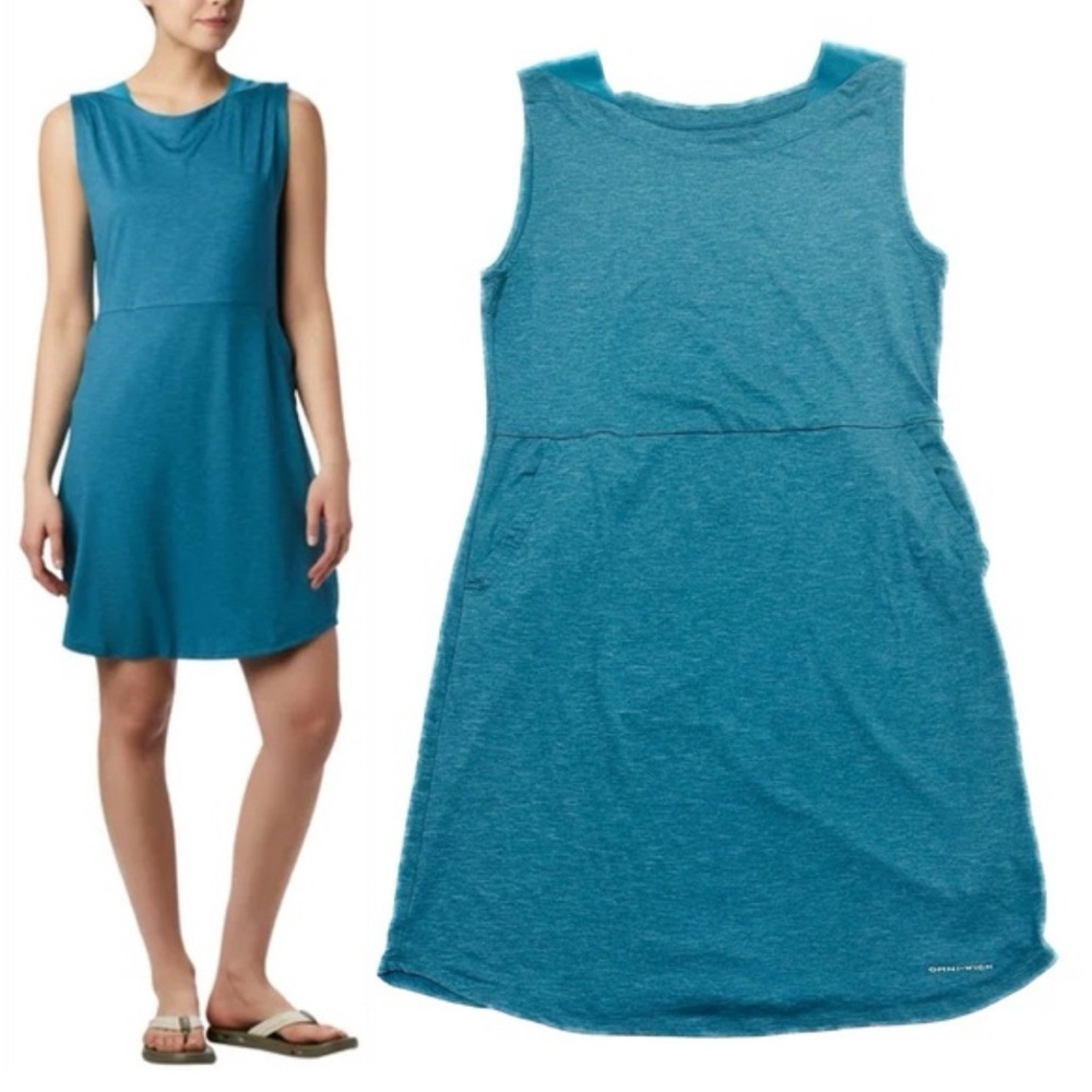 Columbia Omni-Wick Sleeveless Mini Dress Moisture Repelling Outdoor Size S Teal